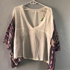 Boho Ivory vneck top